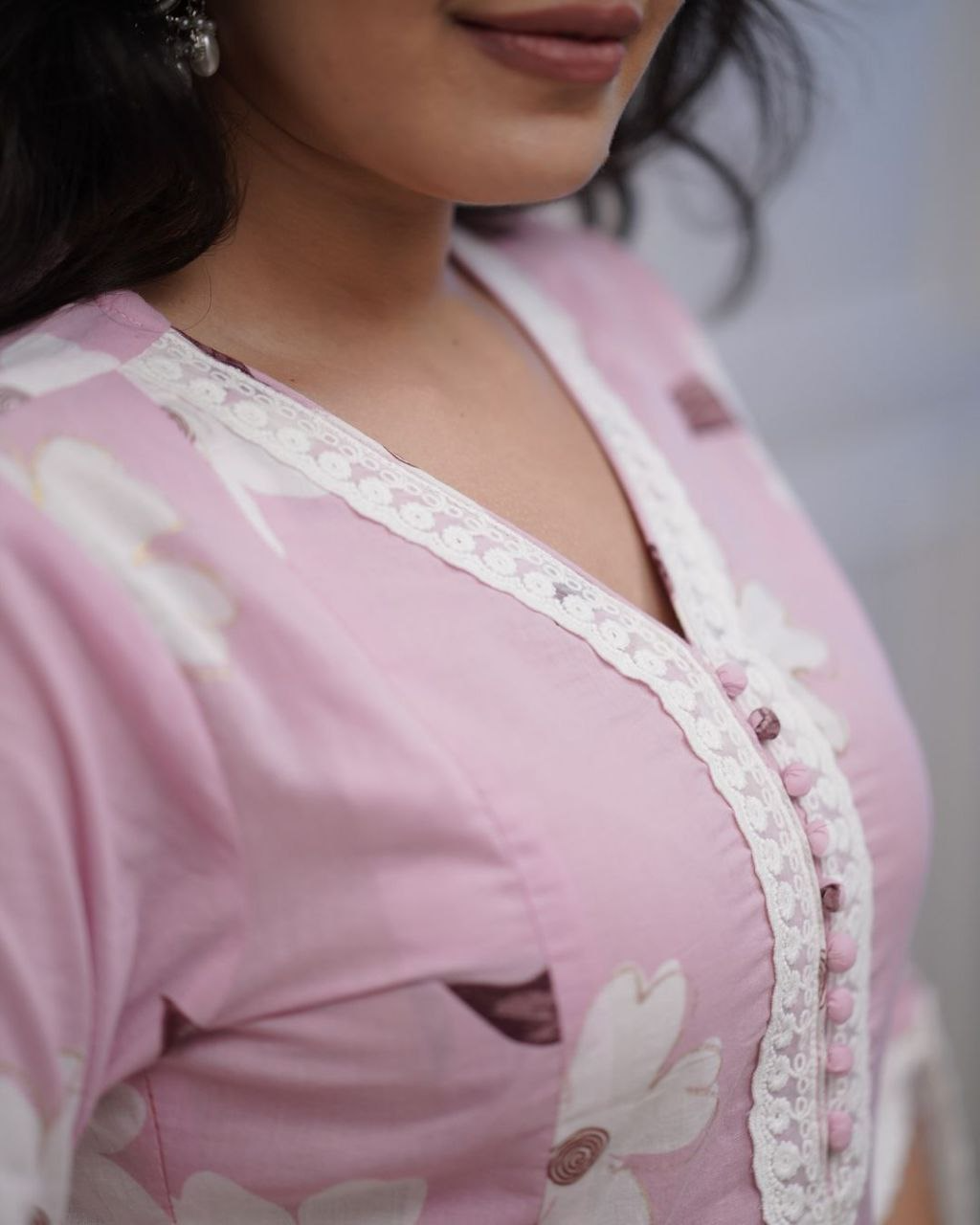 Pink Floral Printed Kurta Pant & Dupatta