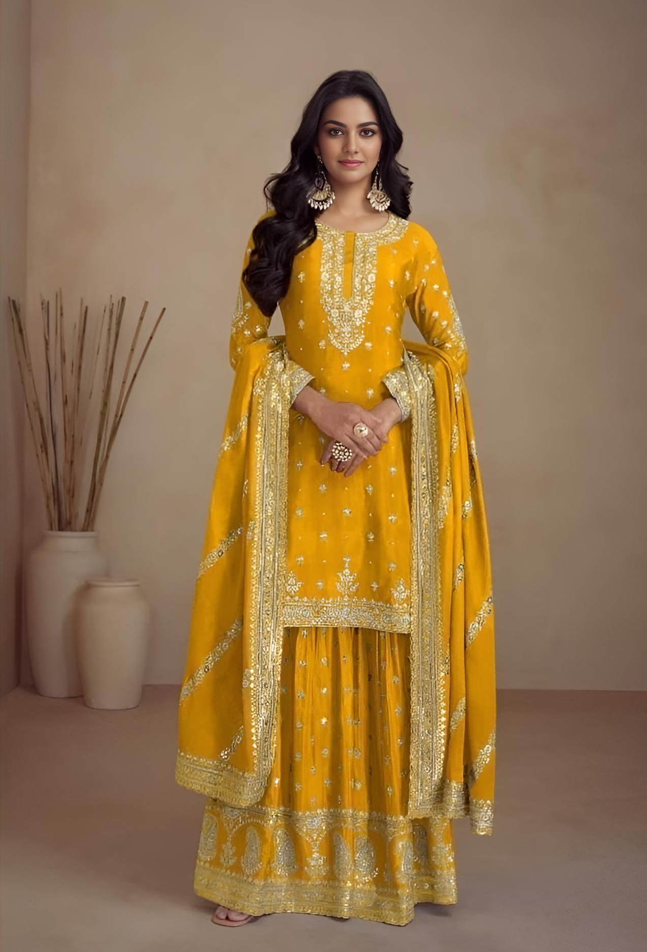 Chinon Embroidered Sharara Suit