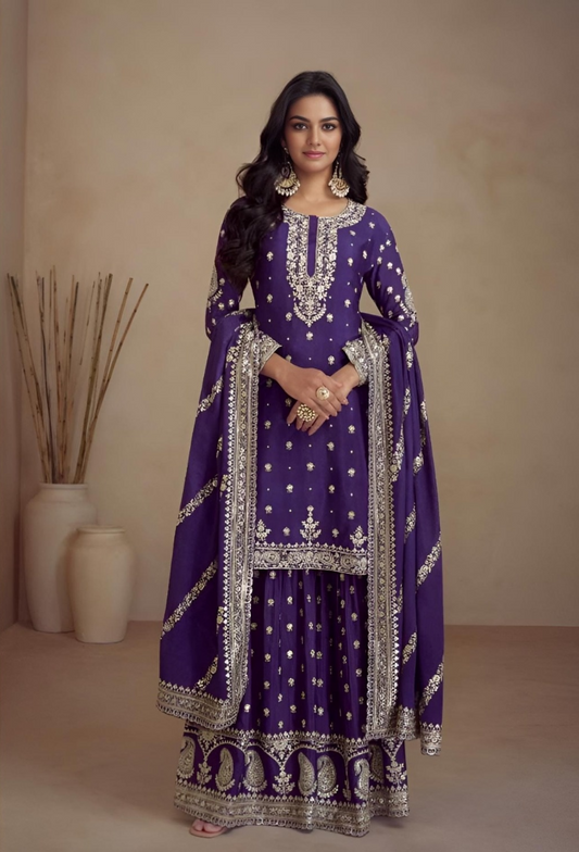 Chinon Embroidered Sharara Suit