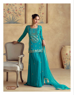 Chinon Silk Embroidered Sharara Suit