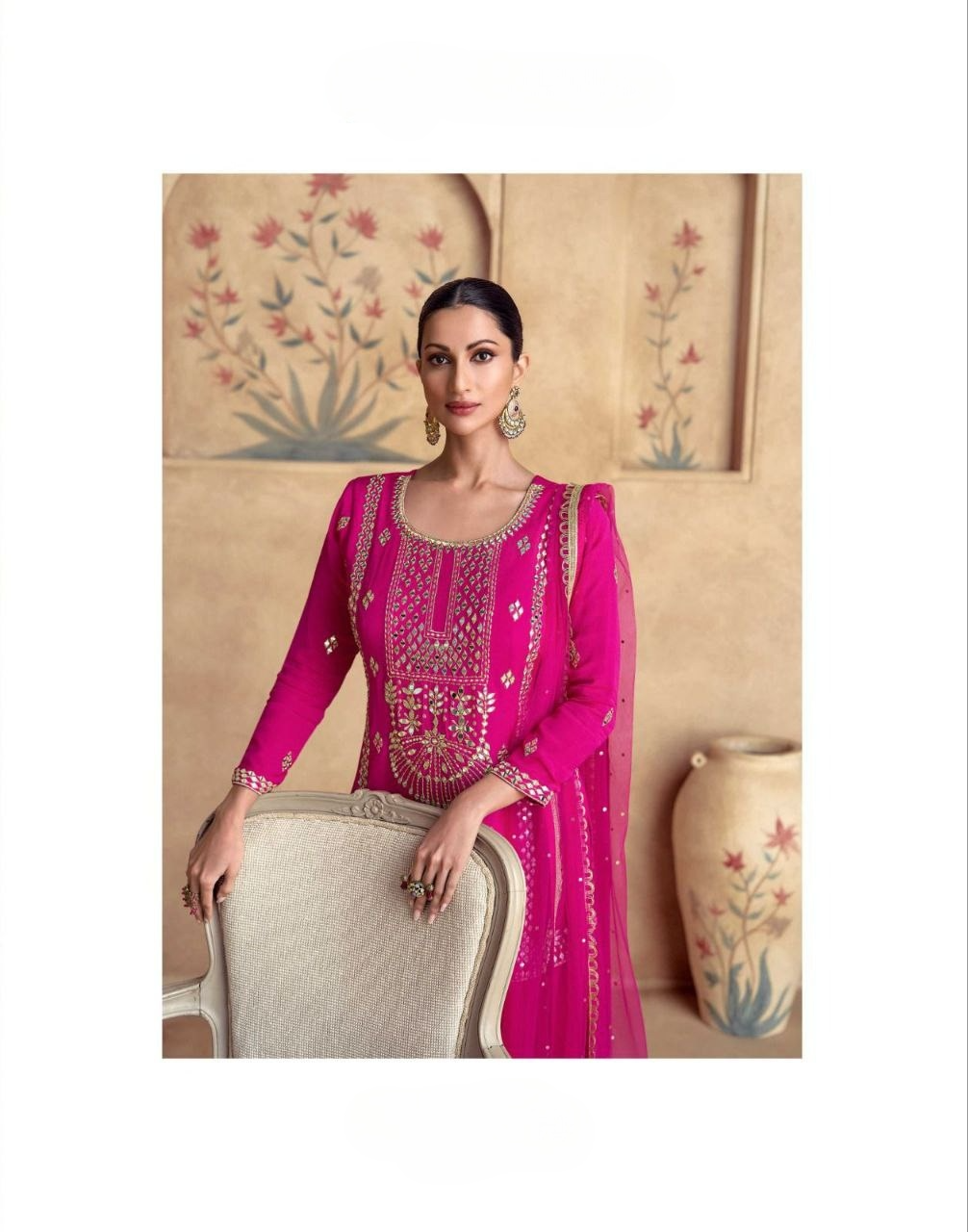 Chinon Silk Embroidered Sharara Suit