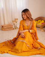 Haldi Special Yellow Gown with Gota Pati and Pedded Stiching