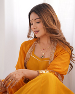 Haldi Special Yellow Gown with Gota Pati and Pedded Stiching