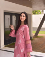 Pink Pastel Roman Silk Embroidered Kurta Pant & Dupatta