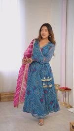 Blue Georgette Bandhani Anarkali Suit