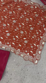 Double shades shimmer Silk Gown With Palazzo & Dupatta