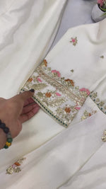 Off White Chinon Sequence Embroidered Anarkali Suit With Palazzo