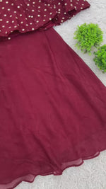 Red Crunchy Silk Sequence Embroiderd Sharara Suit