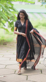 Black Handloom Kurta Set