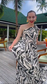 Zigzag Printed One Shoulder Dress