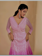 Pink Silhouette Georgette Embroidered Anarkali Gown With Dupatta