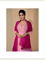 Pink Silhouette Georgette Embroidered Anarkali Gown With Dupatta