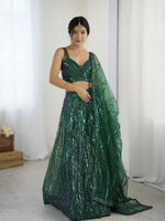 Sparkling Green Net Lehenga
