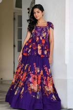 Floral Indo Western in Purple